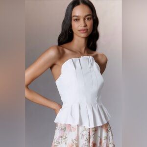 Porridge Ruffled Peplum Strapless Corset Top
